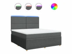 Cama box spring con colchón tela oscuro 180x200 cm^Clicnbuy Discount