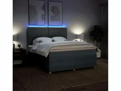 Cama box spring con colchón tela oscuro 180x200 cm^Clicnbuy Discount
