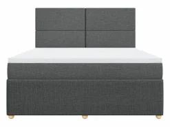 Cama box spring con colchón tela oscuro 180x200 cm^Clicnbuy Discount