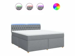 Clicnbuy Cama box spring con colchón tela claro 180x200 cm Gris Clearance