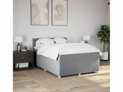 Cama box spring con colchón tela claro 160x200 cm^Clicnbuy Hot