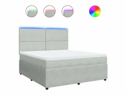 Cama box spring con colchón terciopelo claro 180x200 cm^Clicnbuy Discount