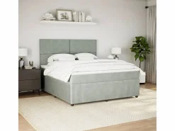 Cama box spring con colchón terciopelo claro 180x200 cm^Clicnbuy Discount