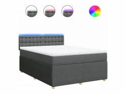 Clicnbuy Somier - 160X200Cm|Cama box spring con colchón tela oscuro 160x200 cm
