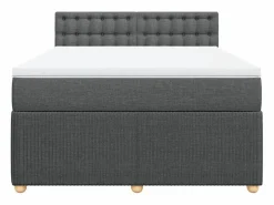 Clicnbuy Somier - 160X200Cm|Cama box spring con colchón tela oscuro 160x200 cm