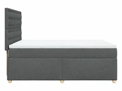 Clicnbuy Cama box spring con colchón tela oscuro 160x200 cm Gris Outlet