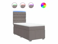 Clicnbuy Cama box spring con colchón tela gris taupe 90x190 cm Topo Discount