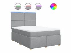 Clicnbuy Somier - 160X200Cm|Cama box spring con colchón tela claro 160x200 cm