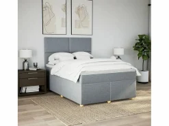Clicnbuy Somier - 160X200Cm|Cama box spring con colchón tela claro 160x200 cm