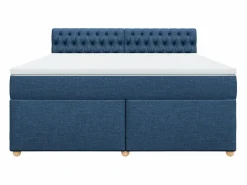 Clicnbuy Cama box spring con colchón tela 180x200 cm Azul Sale