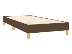 Cama box spring con colchón LED tela marrón oscuro 90x190 cm^Clicnbuy Online
