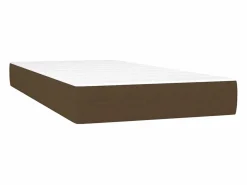 Cama box spring con colchón LED tela marrón oscuro 90x190 cm^Clicnbuy Online