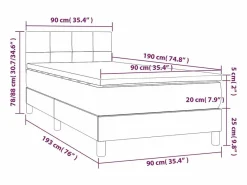 Cama box spring con colchón LED tela marrón oscuro 90x190 cm^Clicnbuy Online