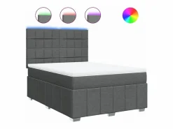 Clicnbuy Cama box spring con colchón tela oscuro 160x200 cm Gris Best