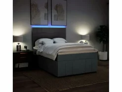 Clicnbuy Cama box spring con colchón tela oscuro 160x200 cm Gris Best
