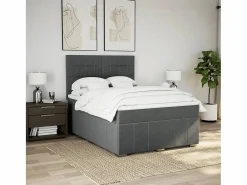 Clicnbuy Cama box spring con colchón tela oscuro 160x200 cm Gris Best