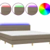 Cama box spring con colchón LED tela gris taupe 180x200 cm^Clicnbuy