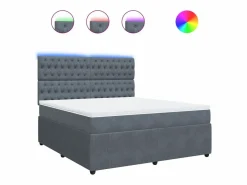 Cama box spring con colchón terciopelo oscuro 180x200 cm^Clicnbuy Online