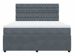 Cama box spring con colchón terciopelo oscuro 180x200 cm^Clicnbuy Online
