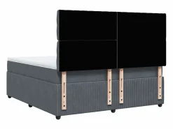 Cama box spring con colchón terciopelo oscuro 180x200 cm^Clicnbuy Online