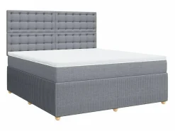 Clicnbuy Cama box spring con colchón tela claro 180x200 cm Gris New