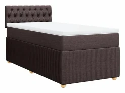 Cama box spring con colchón tela marrón oscuro 90x190 cm^Clicnbuy Online