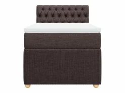 Cama box spring con colchón tela marrón oscuro 90x190 cm^Clicnbuy Online