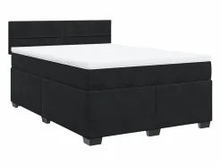 Clicnbuy Cama box spring con colchón terciopelo 160x200 cm Negro Hot