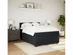 Clicnbuy Cama box spring con colchón terciopelo 160x200 cm Negro Hot