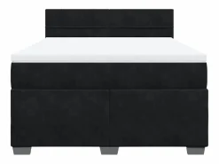Clicnbuy Cama box spring con colchón terciopelo 160x200 cm Negro Hot