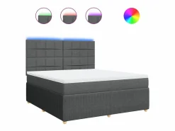 Clicnbuy Cama box spring con colchón tela oscuro 180x200 cm Gris New