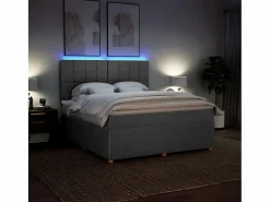 Clicnbuy Cama box spring con colchón tela oscuro 180x200 cm Gris New