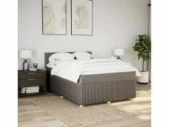 Clicnbuy Cama box spring con colchón tela gris taupe 140x200 cm Topo Discount