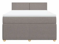 Clicnbuy Cama box spring con colchón tela gris taupe 140x200 cm Topo Discount