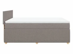 Clicnbuy Cama box spring con colchón tela gris taupe 140x200 cm Topo Discount