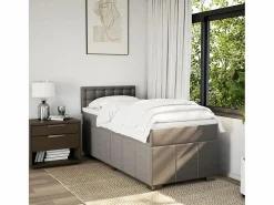 Clicnbuy Somier - 90X190Cm|Cama box spring con colchón tela gris taupe 90x190 cm