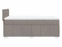 Clicnbuy Somier - 90X190Cm|Cama box spring con colchón tela gris taupe 90x190 cm