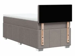 Clicnbuy Somier - 90X190Cm|Cama box spring con colchón tela gris taupe 90x190 cm