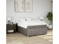 Clicnbuy Cama box spring con colchón tela gris taupe 140x200 cm Topo Best