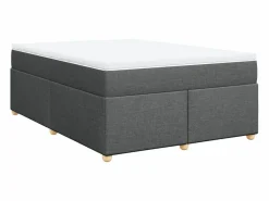 Clicnbuy Cama box spring con colchón tela oscuro 160x200 cm Gris Sale