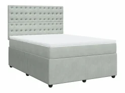 Clicnbuy Cama box spring con colchón terciopelo claro 140x190 cm Gris Sale