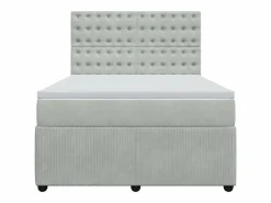 Clicnbuy Cama box spring con colchón terciopelo claro 140x190 cm Gris Sale