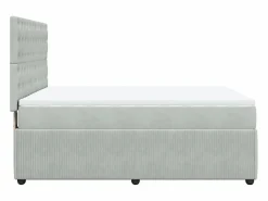 Clicnbuy Cama box spring con colchón terciopelo claro 140x190 cm Gris Sale