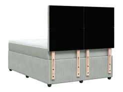 Clicnbuy Cama box spring con colchón terciopelo claro 140x190 cm Gris Sale