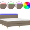 Clicnbuy Somier - 180X200Cm|Cama box spring con colchón LED tela gris taupe 180x200 cm