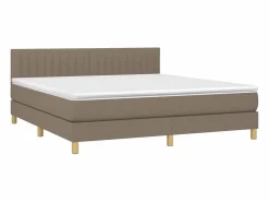 Clicnbuy Somier - 180X200Cm|Cama box spring con colchón LED tela gris taupe 180x200 cm