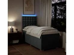 Clicnbuy Cama box spring con colchón tela oscuro 90x190 cm Gris