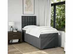 Clicnbuy Cama box spring con colchón tela oscuro 90x190 cm Gris