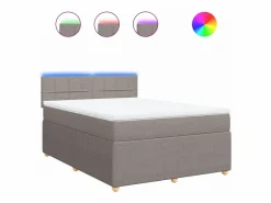 Cama box spring con colchón tela gris taupe 140x200 cm^Clicnbuy Clearance
