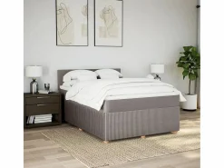 Cama box spring con colchón tela gris taupe 140x200 cm^Clicnbuy Clearance